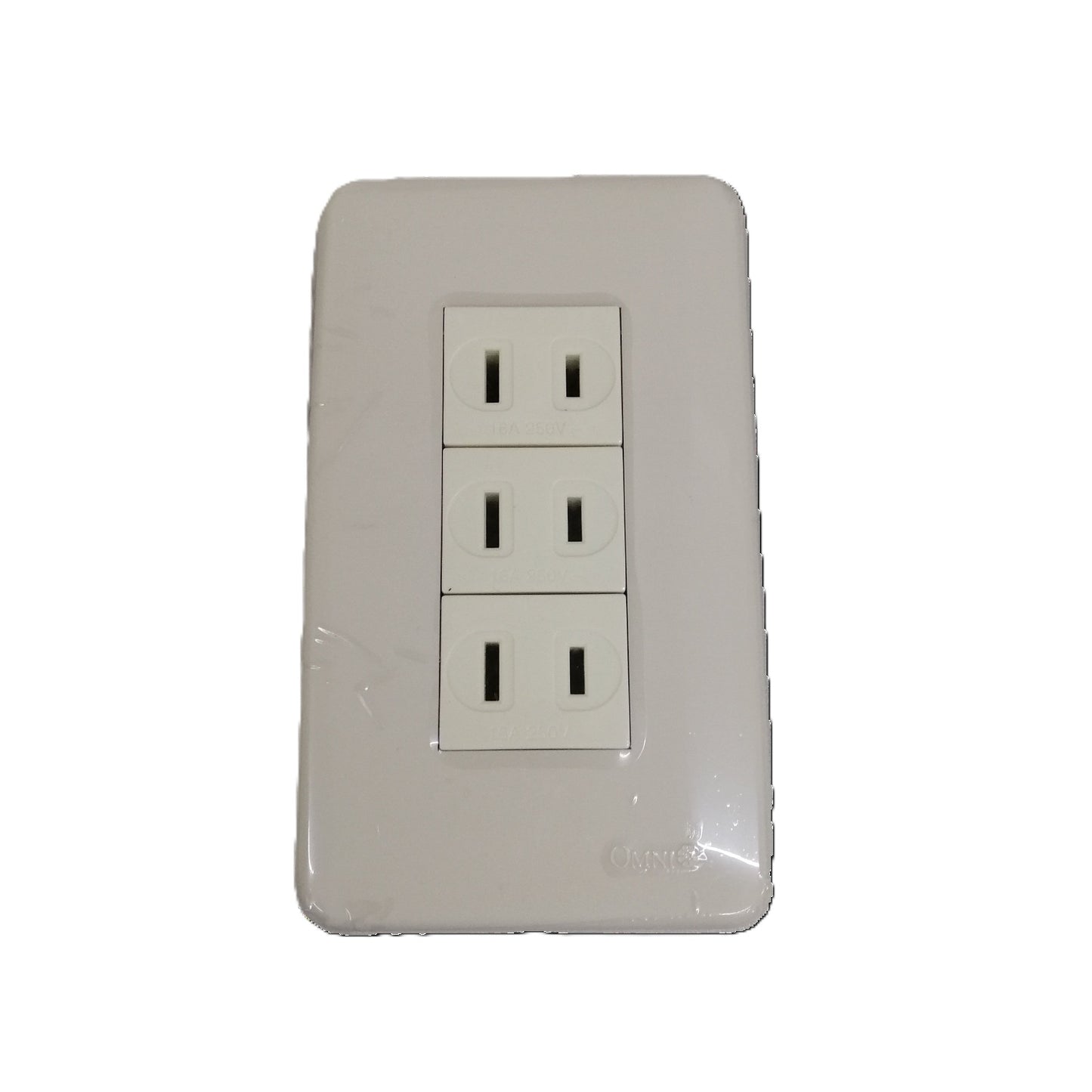Omni Classis Series 3 Gang Regular Outlet 16A 250V with Plate Cover WEP-103+(WER-200x3)