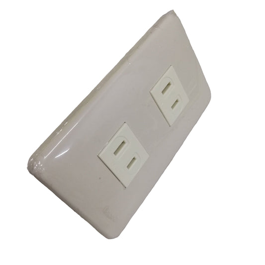 Omni Classis Series 2 Gang Regular Outlet 16A 250V with Plate Cover WEP-101+(WER-200x2)