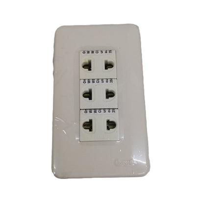 Omni Classis Series 3 Gang Universal Outlet 16A 250V with Plate Cover WEP-103+(WEU-200x3)