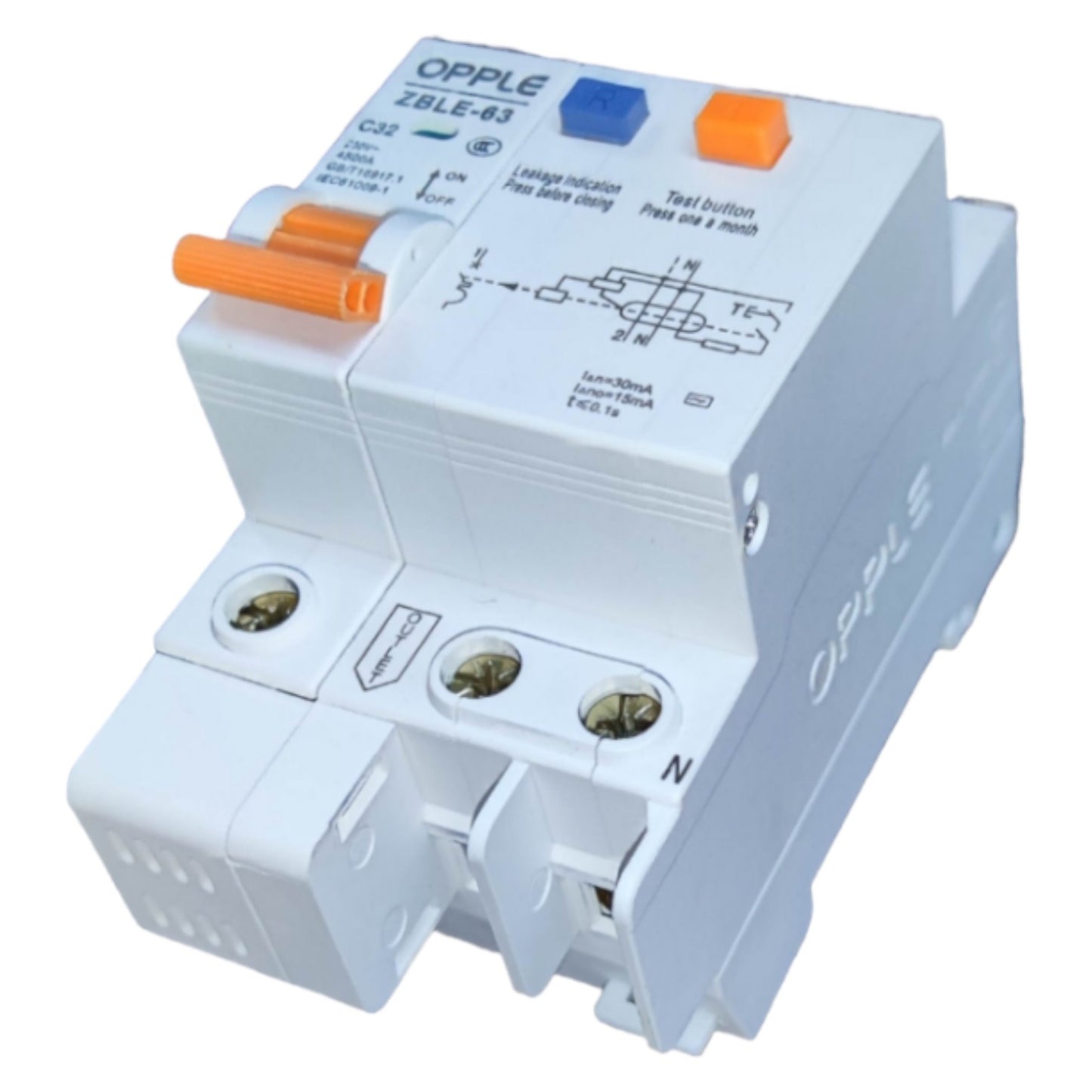 OPPLE electrical device with labels and wiring diagrams on a white background