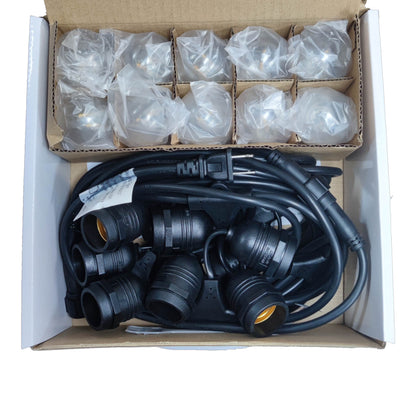 Orbik String Lights E27 1W LED Warm White 30 Feet Weather Proof OBOUTWDE27 Outdoor String Light 10 Sockets with 1W LED Warm White