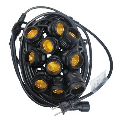 Orbik String Lights E27 1W LED Warm White 30 Feet Weather Proof OBOUTWDE27 Outdoor String Light 10 Sockets with 1W LED Warm White