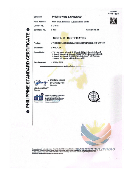 Philflex TF Wire AWG 18/2 (0.75mm/2) Stranded (Hook Up Wire/ Thermoplastic Fixture Wire) Black/ White Twisted Wire