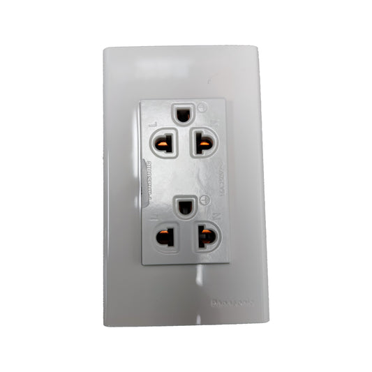 Panasonic Duplex Universal Outlet with Ground and Plate 16A 250V WEG15929/WEG6802W-1