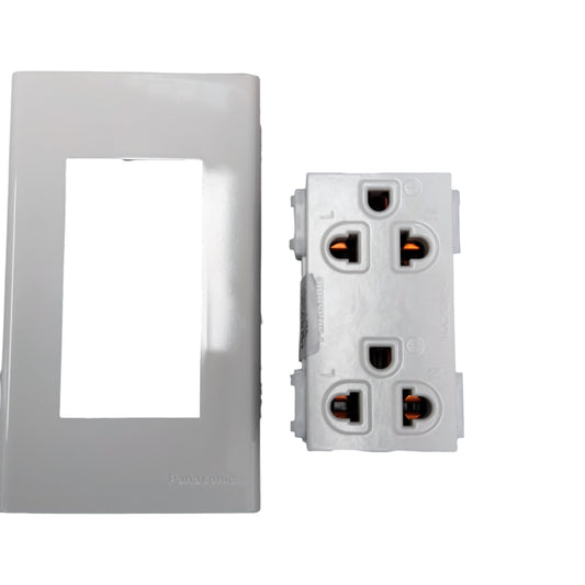 Panasonic Duplex Universal Outlet with Ground and Plate 16A 250V WEG15929/WEG6802W-1