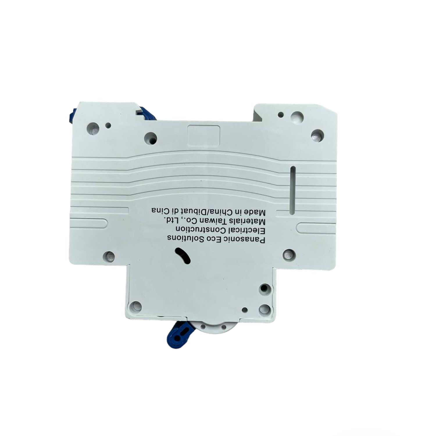 White electronic module with text on a white background