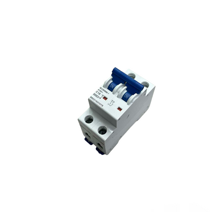 Small electrical breaker on a white background