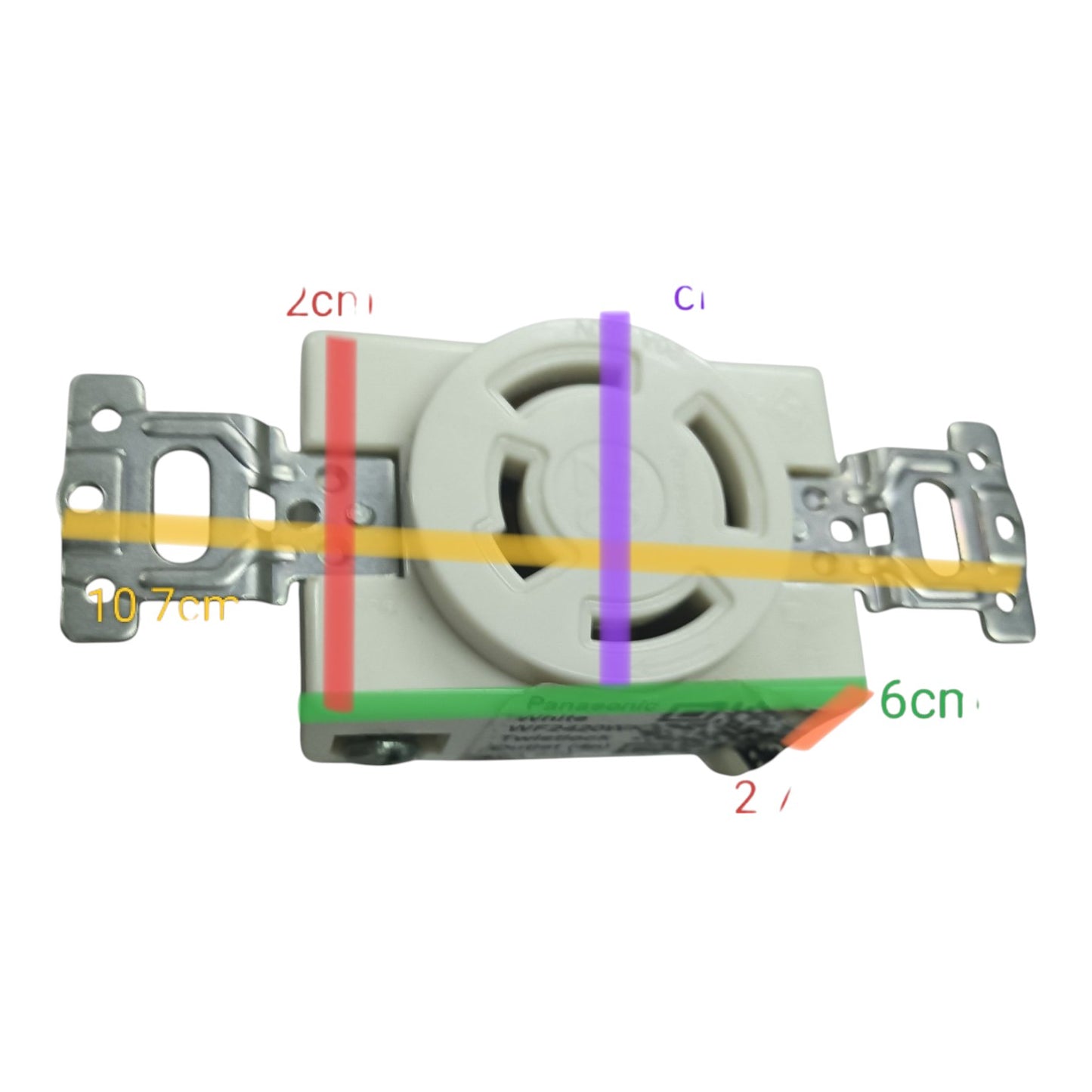 Light switch with measurement markings on a white background Panasonic 20A Twist Lock Outlet 3P+E (4P) 250V (ML-3) WF2420 Twistlock Electx Electrical Supply