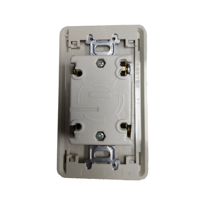 Beige wall plate with mounting screws on a white background Panasonic 20A Twist Lock Outlet with Plate Cover 3P+E (4P) 250V (ML-3) WF2420 and WNF6254W-8 White Electx Electrical Supply