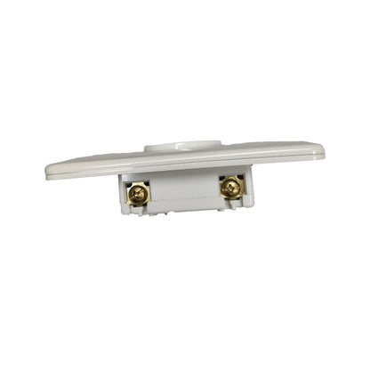 White electronic component with gold connectors on a white background Panasonic 20A Twist Lock Outlet with Plate Cover 3P+E (4P) 250V (ML-3) WF2420 and WNF6254W-8 White Electx Electrical Supply