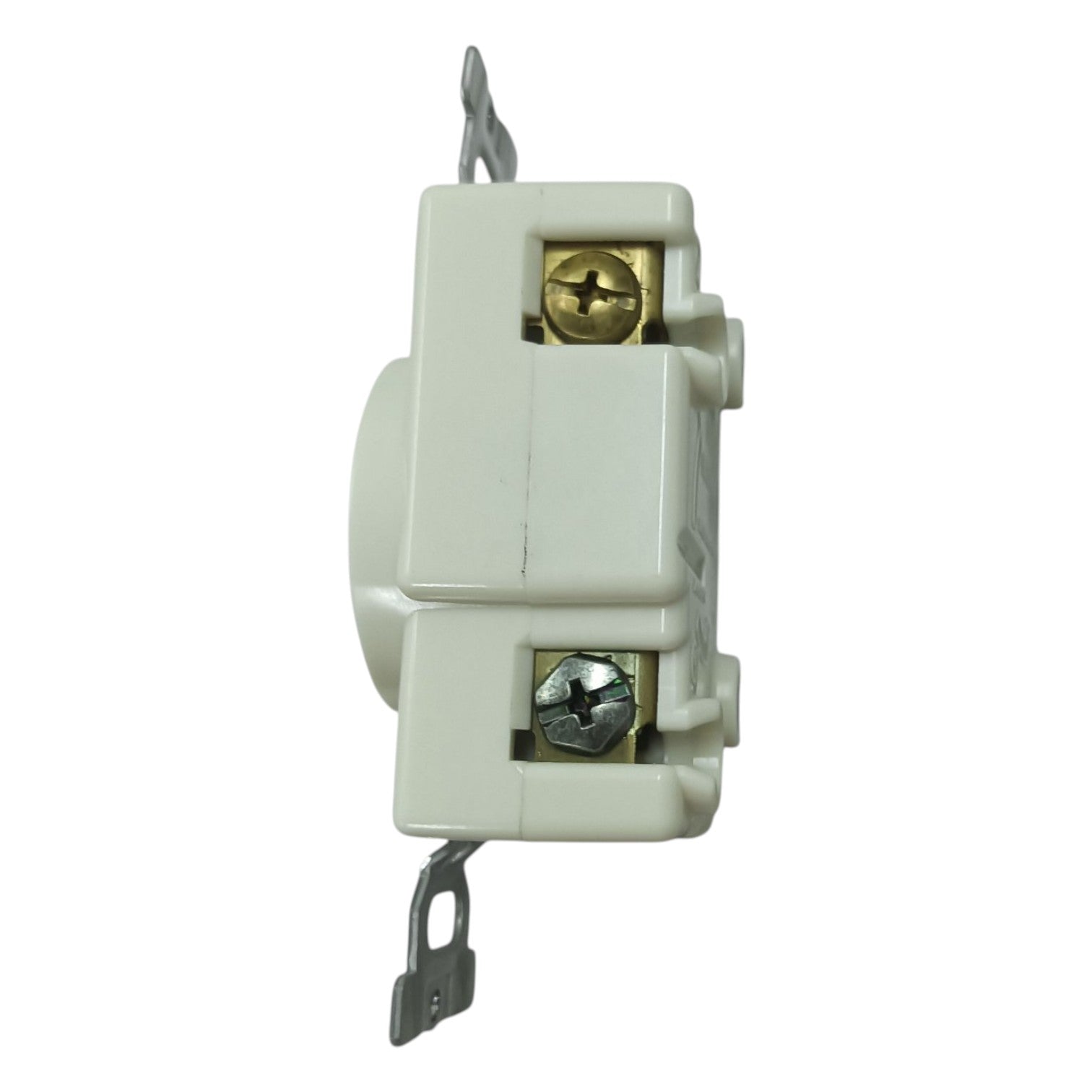 White electrical switch with gold screws on a white background Panasonic 30A Twist Lock Outlet 3P+E (4P) 250V (NEMA L6) WF2430 Twistlock Outlet 30A 3P+E (4P) Electx Electrical Supply