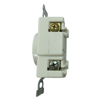 White electrical switch with gold screws on a white background Panasonic 30A Twist Lock Outlet 3P+E (4P) 250V (NEMA L6) WF2430 Twistlock Outlet 30A 3P+E (4P) Electx Electrical Supply