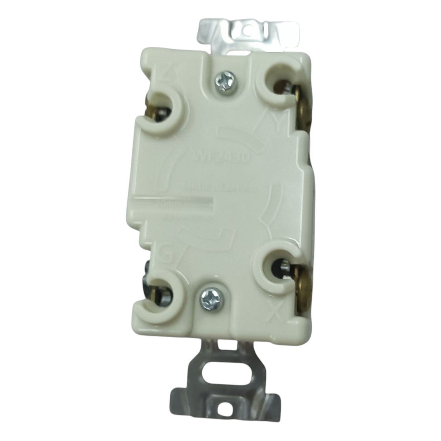 White electrical switch on a white background Panasonic 30A Twist Lock Outlet 3P+E (4P) 250V (NEMA L6) WF2430 Twistlock Outlet 30A 3P+E (4P) Electx Electrical Supply