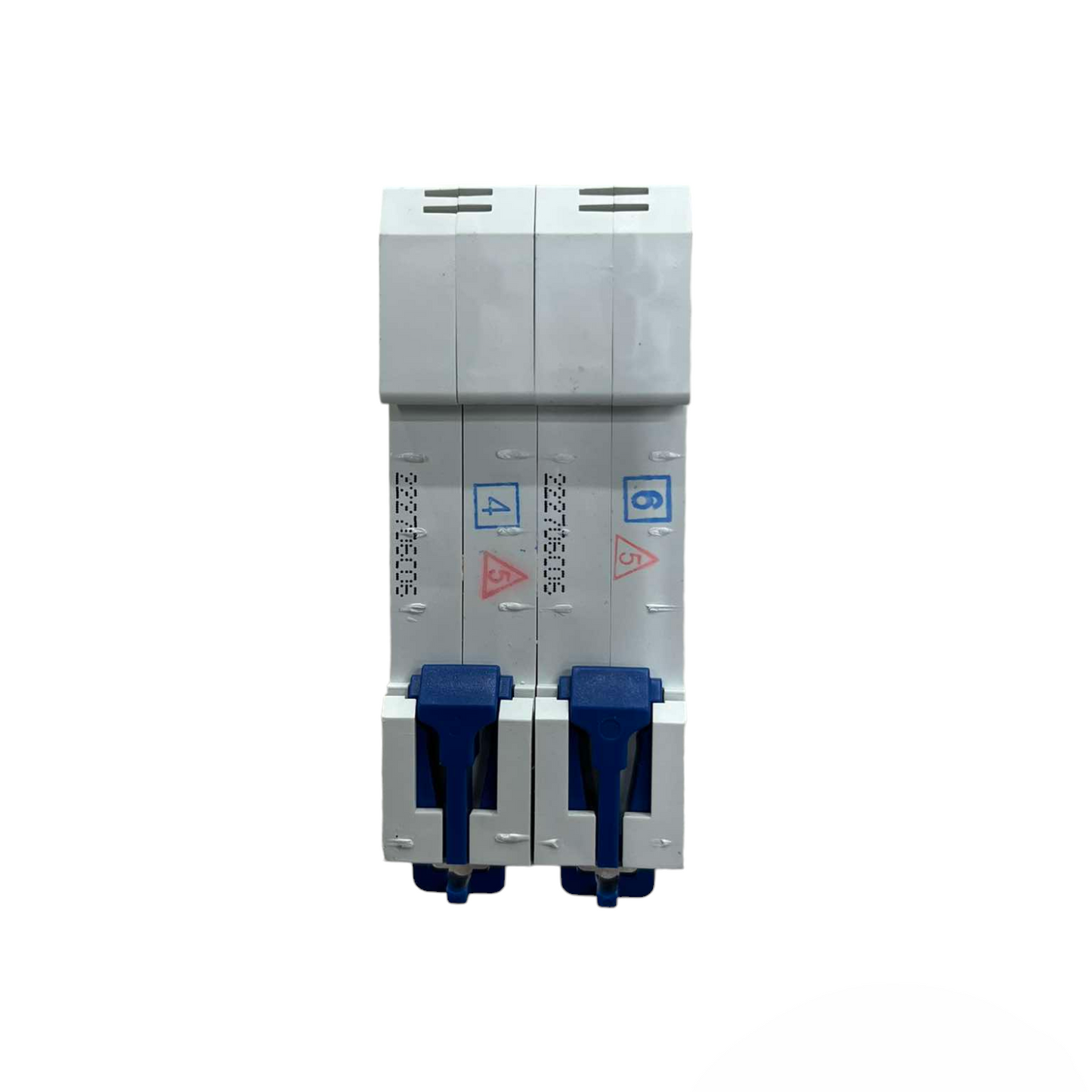 Electrical circuit breaker on a white background