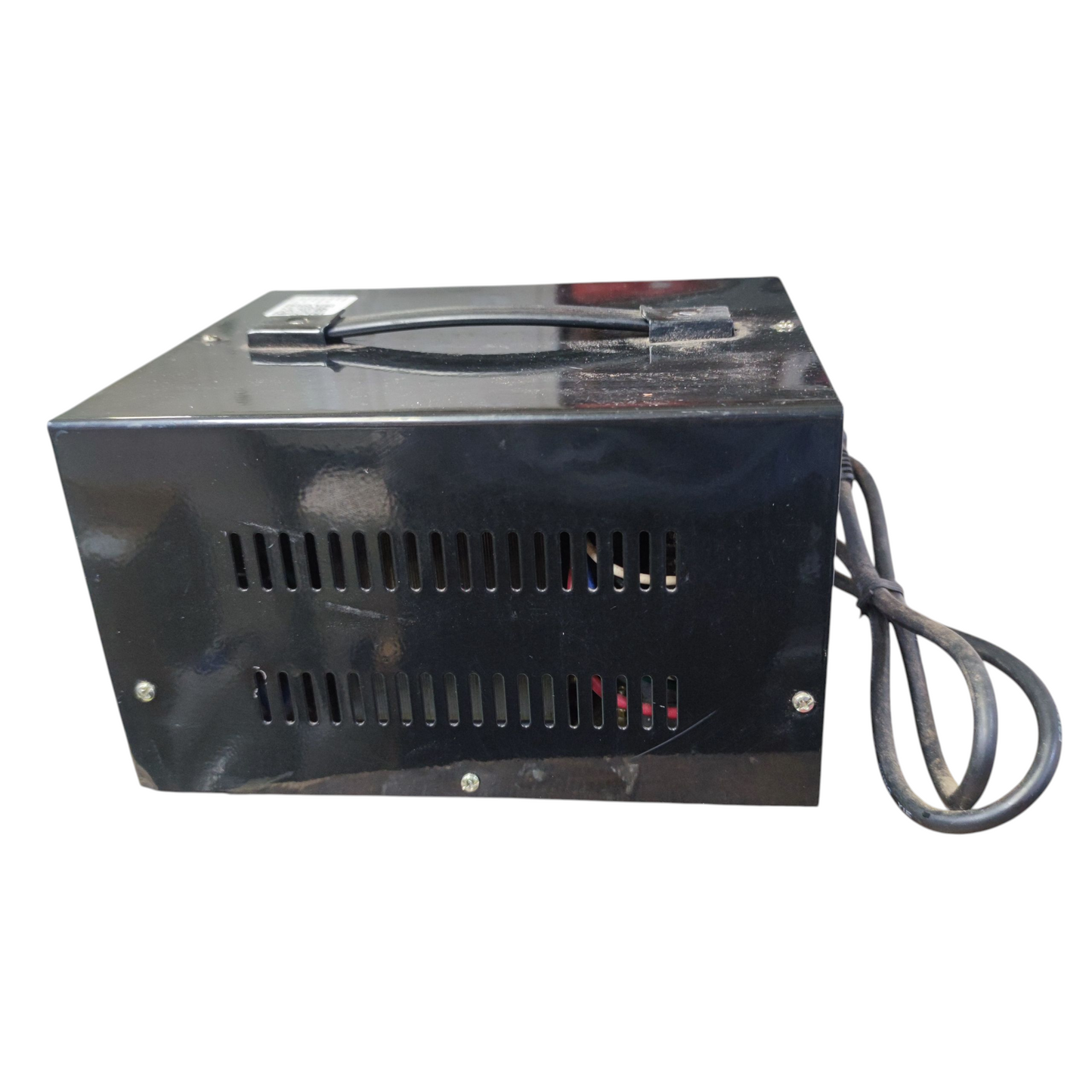 Black electrical power supply unit with a cable on a white background Panther 1500W Automatic Voltage Regulator PVR-1500 Input 220V Output 100V 110V 220V Electx Electrical Supply