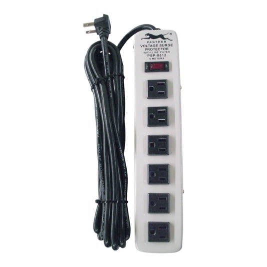 Panther 6 Gang Extension Cord Flat Pin with Ground PSP-0512 5 Meters 1.25mm Wire with Single Switch Voltage Surge Protection with Line Filter Electx Electrical Supply