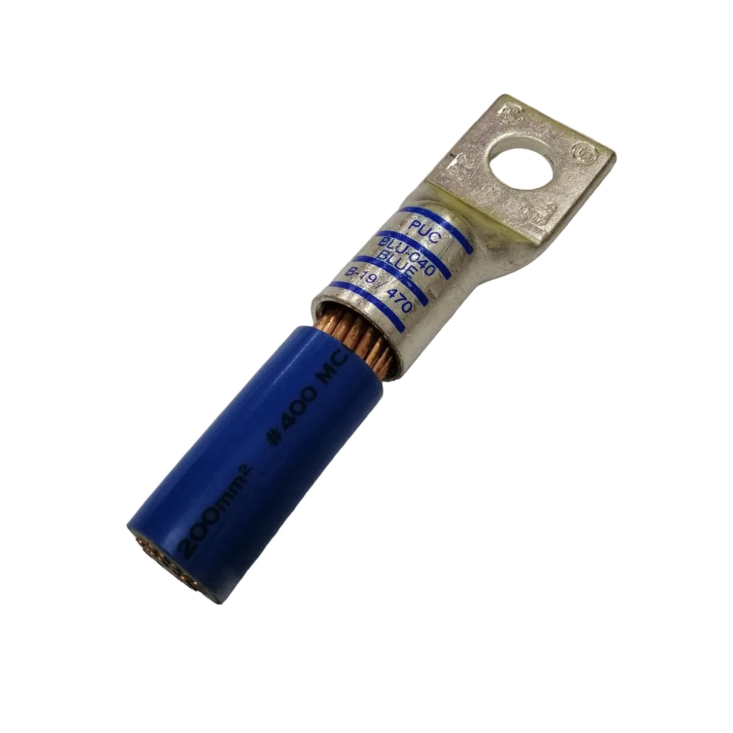 Penn Union Short Barrel Copper Crimp Terminal Lug 400MCM AWG 200mm² One Hole