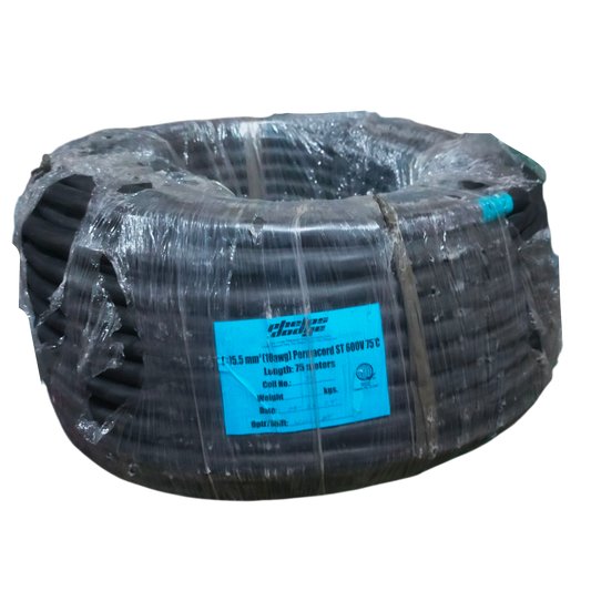 Coiled Phelps Dodge royal cord 2 core 5.5mm wire wrapped in clear plastic packaging