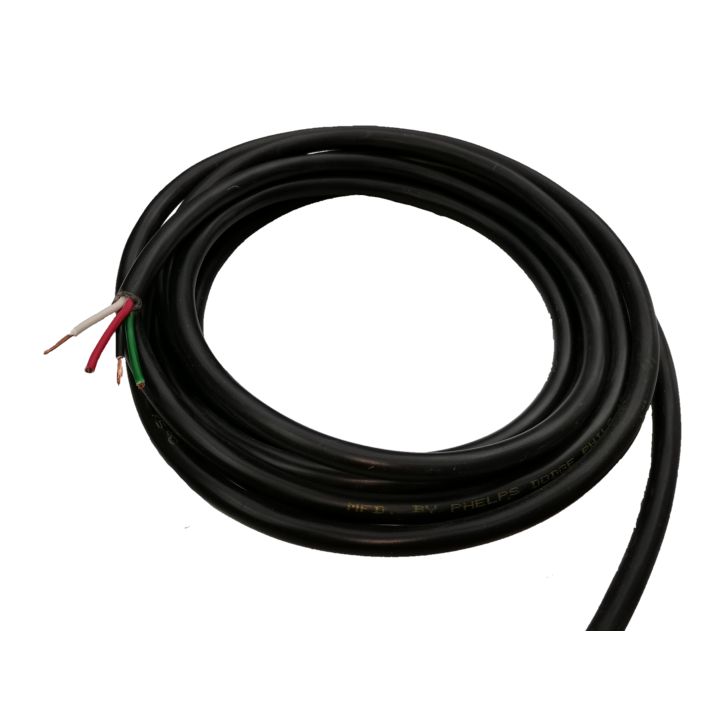 Phelps Dodge 3.5mm industrial power cable 25m 4 core with black outer insulation and exposed colored wires