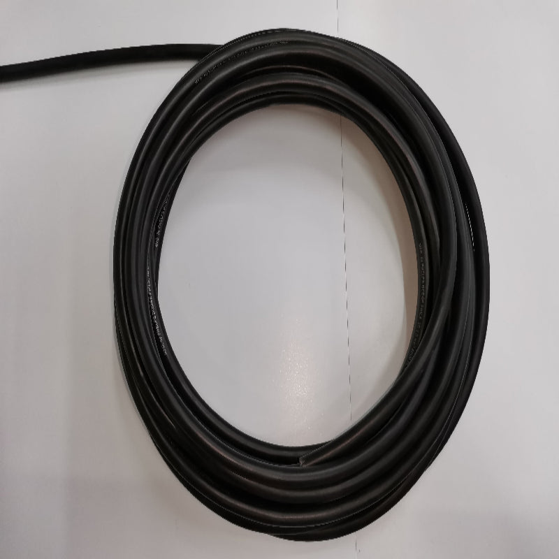 Coiled 3 meter 2.0mm 2 core royal cord wire by Phelps Dodge in black on white background