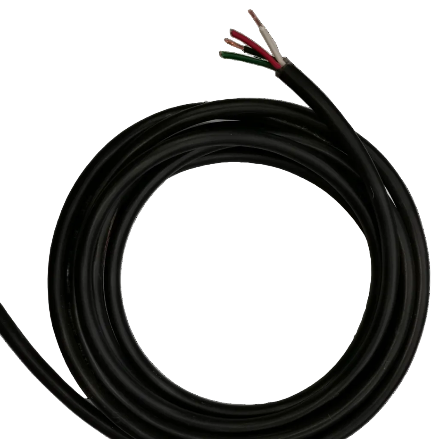 Phelps Dodge 4 core 2.0mm electrical wire with black insulation and exposed colored 