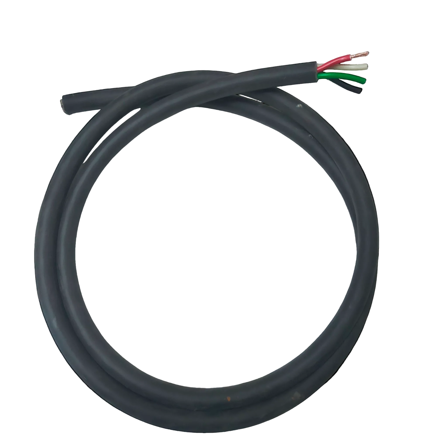 Phelps Dodge 4 core 2.0mm electrical wire with black insulation and exposed colored cores