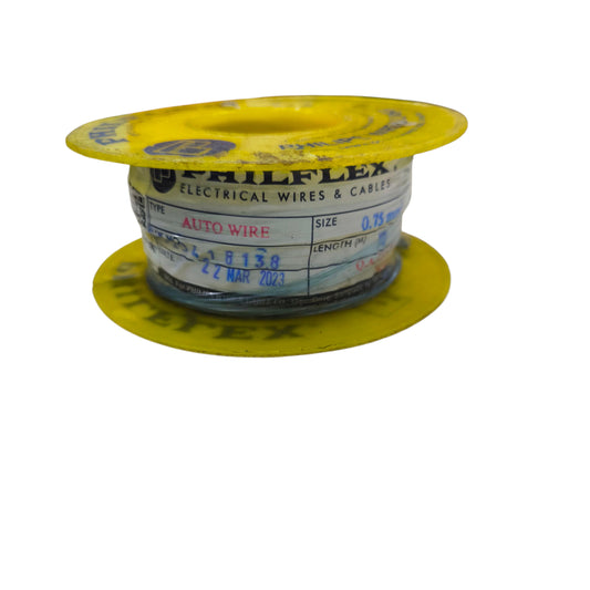 Philflex Autowire AWG 18 0.75mm White Automotive Wire Auto Wire 30 Meters 1 Roll