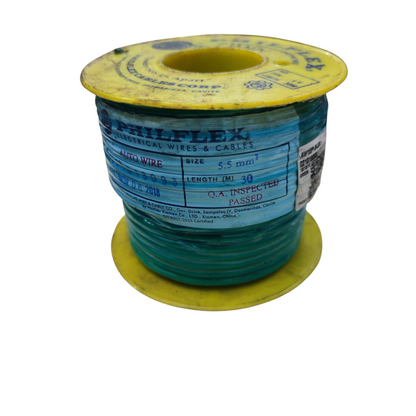 Philflex Autowire AWG #10 (5.5 mm) Automotive Wire Auto Wire Green 30 Meters Per Roll