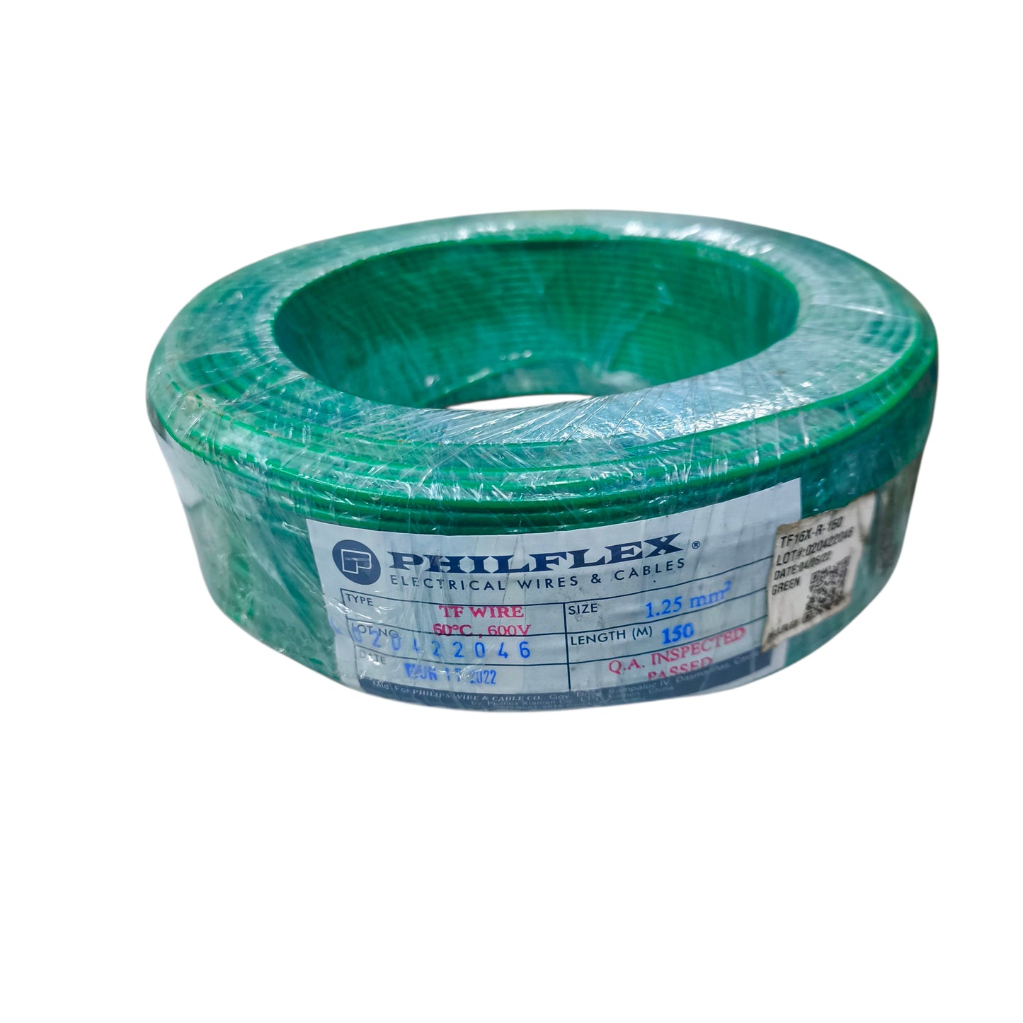 Philflex TF Wire 16/7 1.25mm AWG 16, Hook Up TF Wire 1.25mm Green PXTF16/7G 150 Meters Per Roll