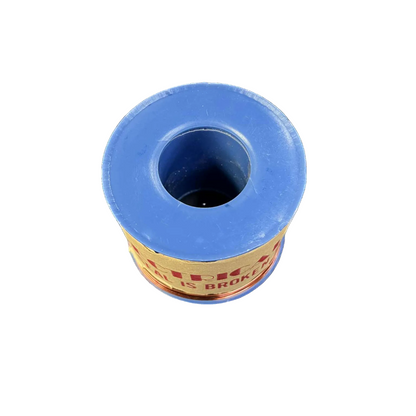 Blue spool of thread with a white background