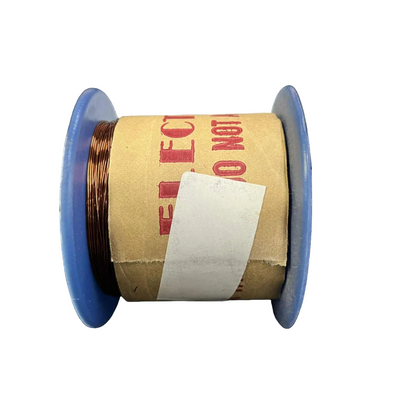 Spool of wire with a label on a white background