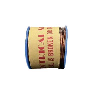 Spool of wire with text on a white background
