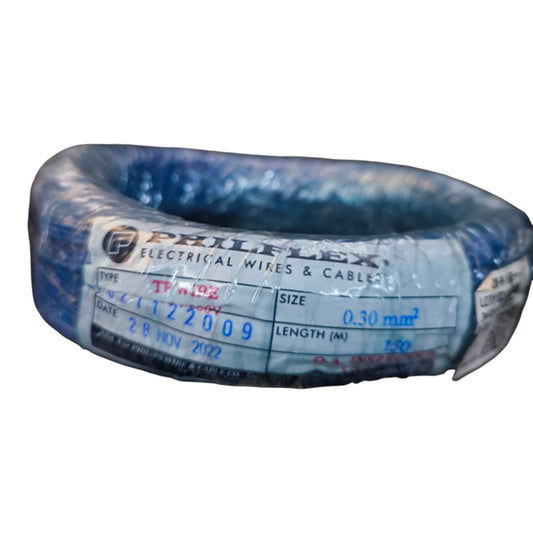 Roll of Philflex electrical wire on a white background