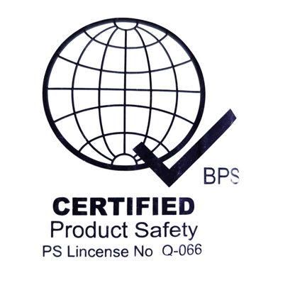 BPS certified product safety logo for TF Wire AWG 22 Stranded Hook up Wire showing globe and checkmark