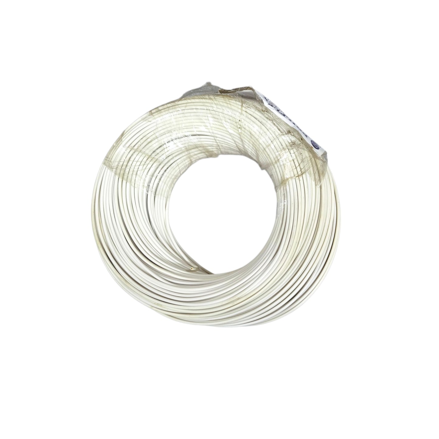 Coiled white cable on a white background