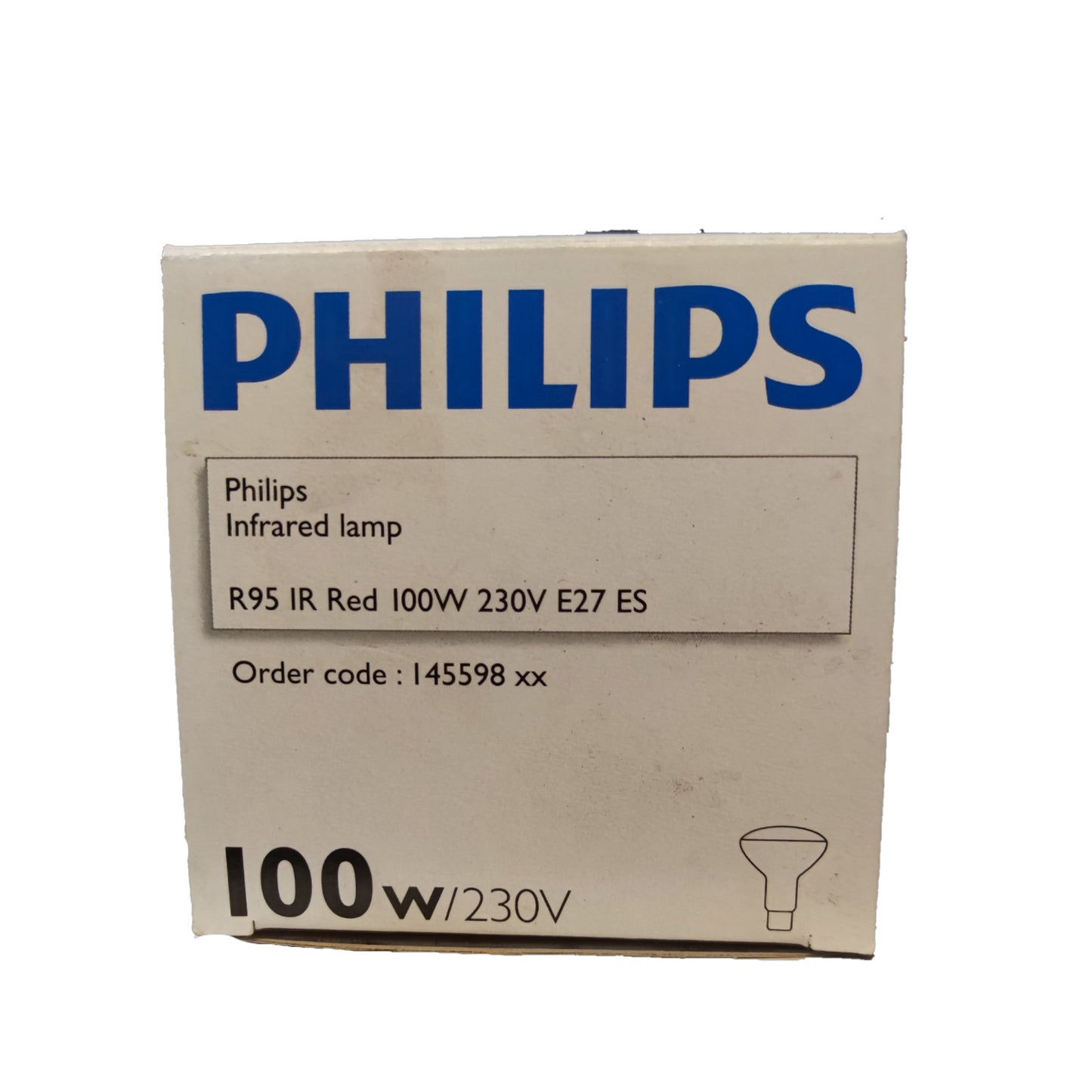 Philips 100W 240V E27 Infrared Lamp Red, Massage Lamp, Heat Lamp for Muscles R95IR100WE27