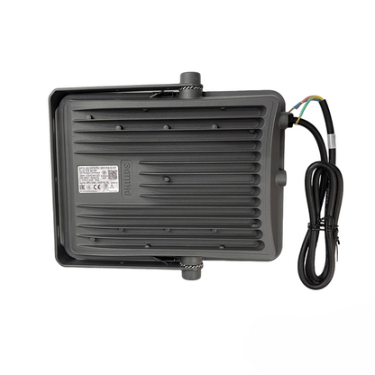 Black electronic device with a cable on a white background
