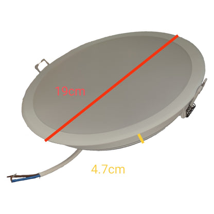 Round metallic object with dimensions marked on a white background