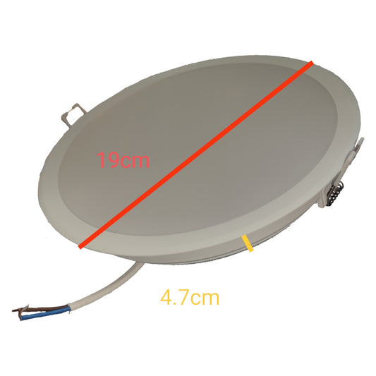 Round metallic object with dimensions marked on a white background
