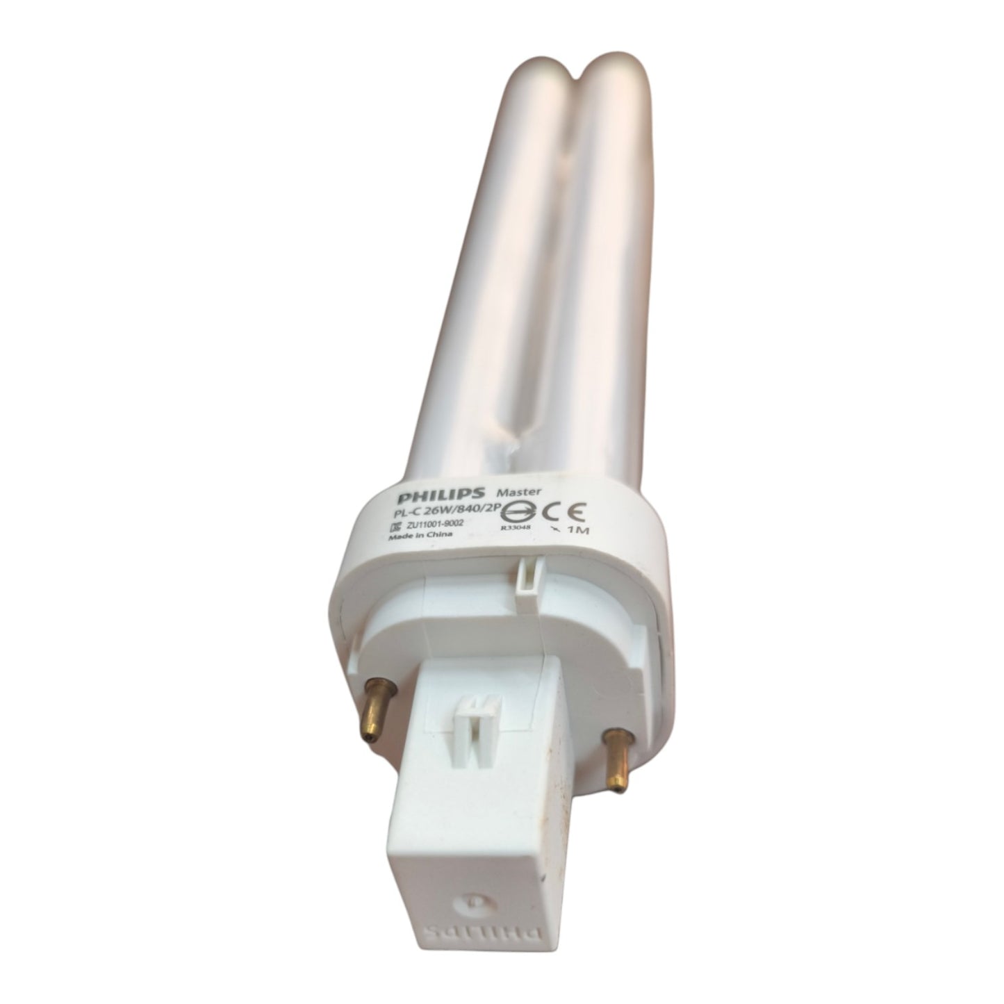 Philips fluorescent light bulb on a white background Philips 26W Pinlight Cool White 4000K GD24d-2 CFL Compact Fluorescent Lamp PLC2P26W/840 Electx Electrical Supply