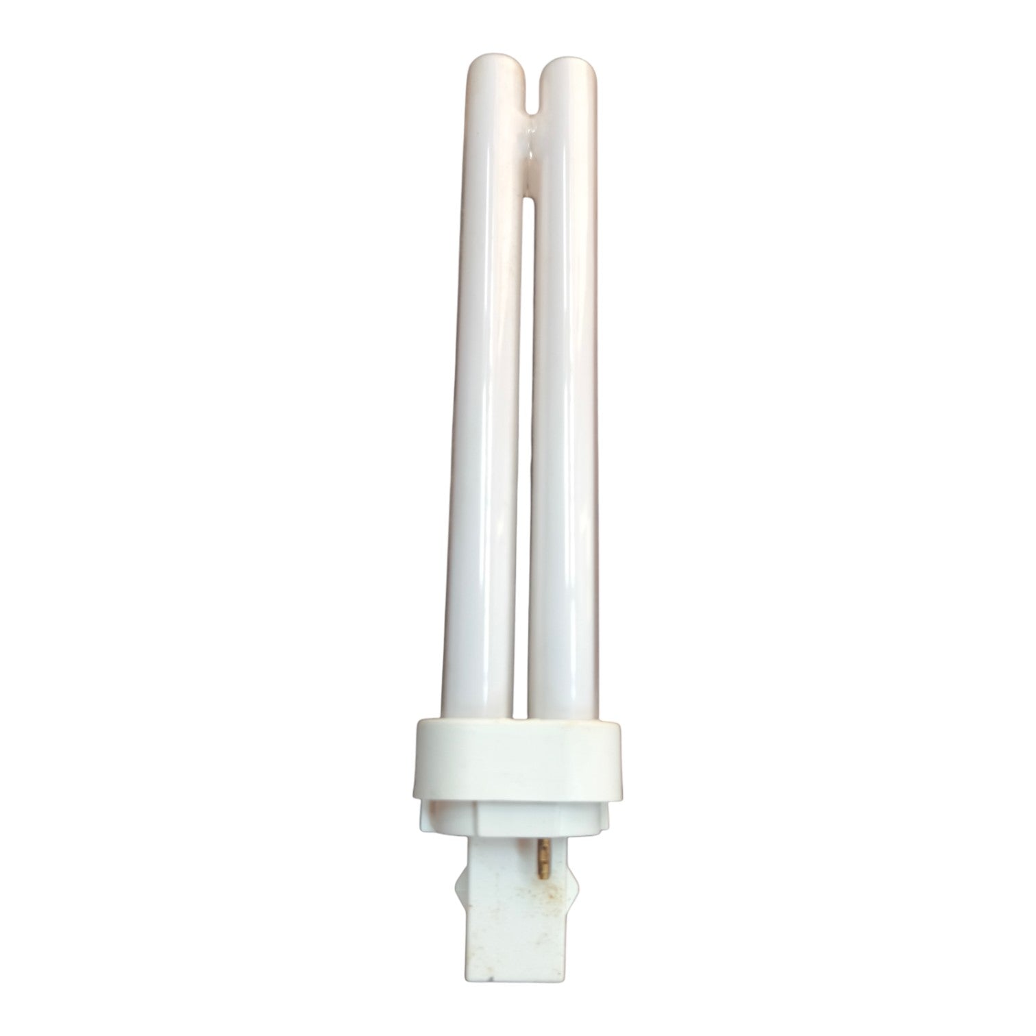 White fluorescent light bulb on a white background Philips 26W Pinlight Cool White 4000K GD24d-2 CFL Compact Fluorescent Lamp PLC2P26W/840 Electx Electrical Supply