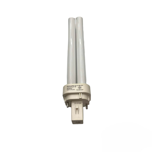CFL light bulb on a white background Philips 26W Pinlight Daylight 6500K GD24d-2 CFL Compact Fluorescent Lamp PLC2P26W/865 Electx Electrical Supply