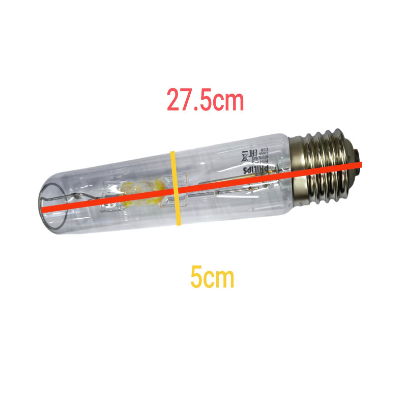Light bulb with measurements marked on a white background