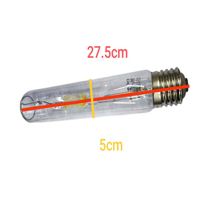 Light bulb with measurements marked on a white background