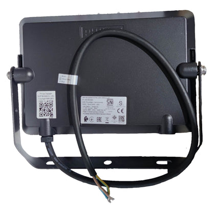 Black electronic device with cables on a white background