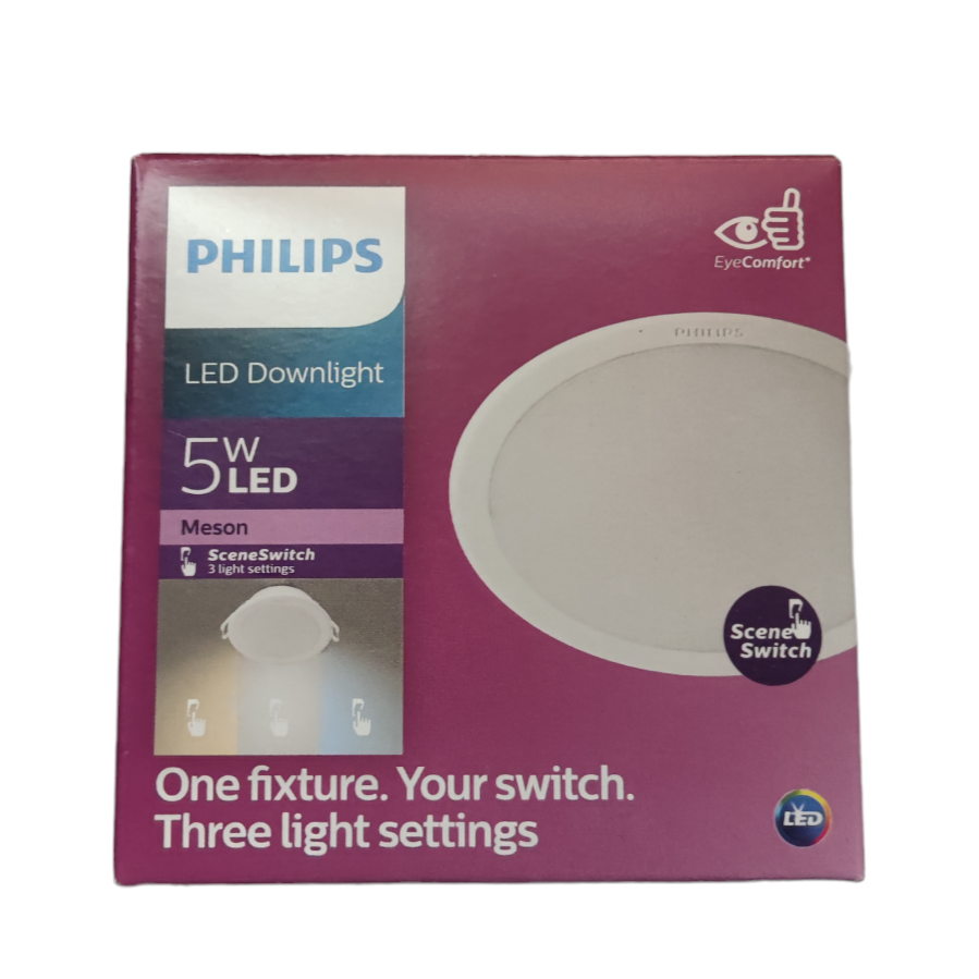 Philips LED Downlight packaging with purple background