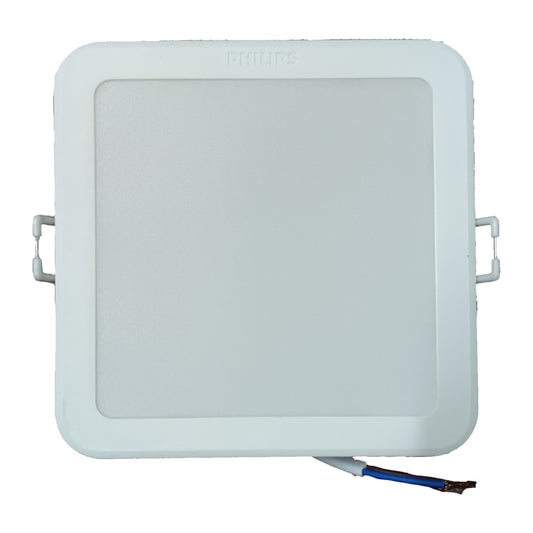 Square white LED panel light with Philips branding on a white background