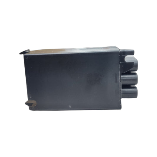 Black rectangular component on a white background