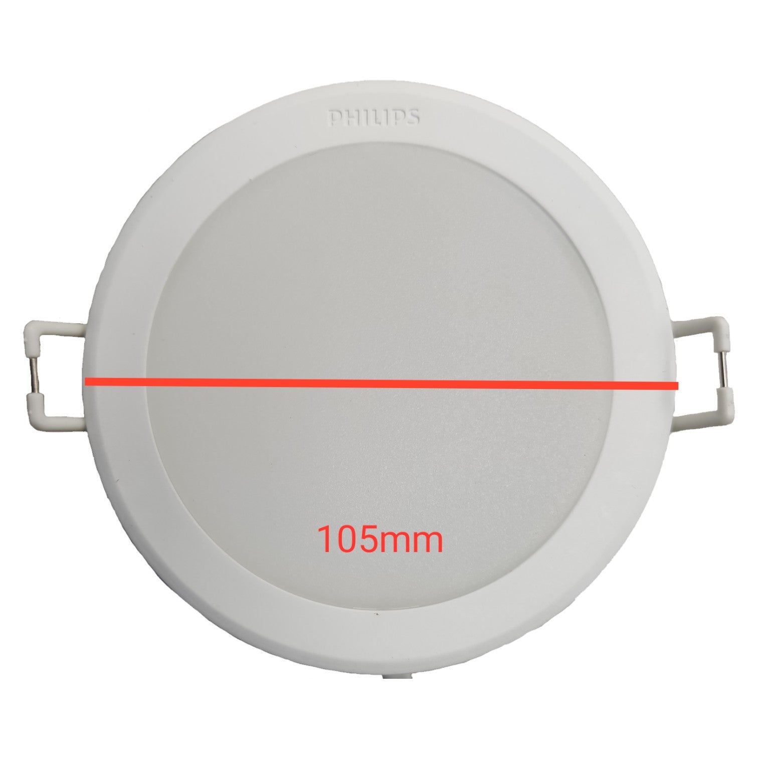 Philips downlight with measurement label on a white background
