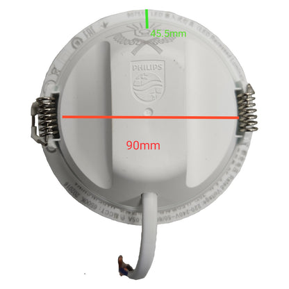 Philips downlight with measurements on a white background